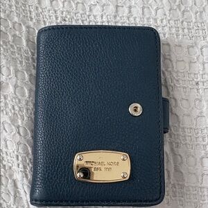 Michael Kors Dark Blue Wallet with Gold Plate